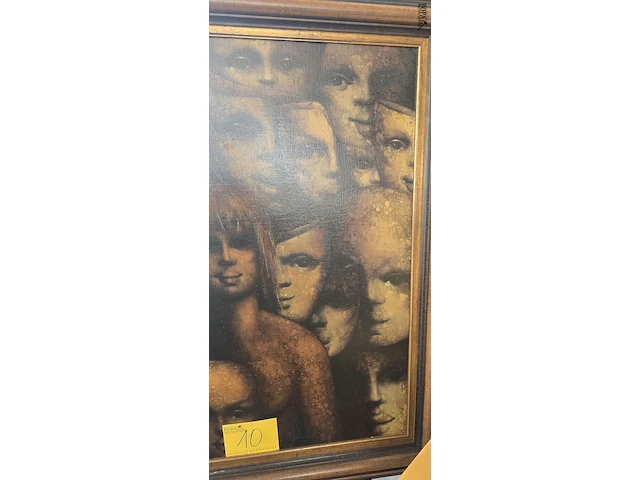 Lot 10 - uniek schilderij ekspressie van koppen met certificaat - afbeelding 3 van  7