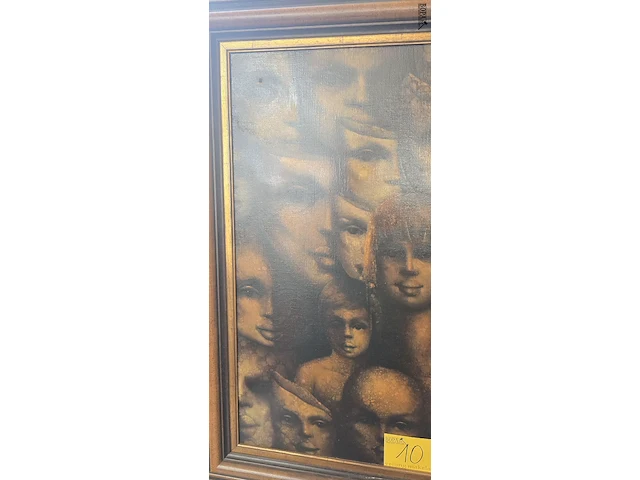Lot 10 - uniek schilderij ekspressie van koppen met certificaat - afbeelding 4 van  7