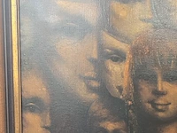 Lot 10 - uniek schilderij ekspressie van koppen met certificaat - afbeelding 4 van  7
