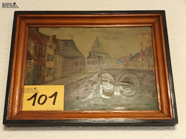 Lot 101 - schilderij brugge - afbeelding 1 van  3
