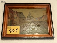 Lot 101 - schilderij brugge - afbeelding 1 van  3