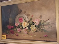 Lot 102 - schilderij met rozen - afbeelding 1 van  6