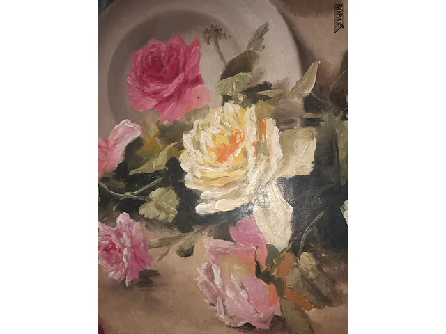 Lot 102 - schilderij met rozen - afbeelding 2 van  6