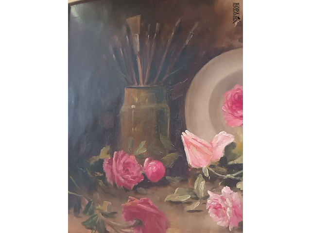 Lot 102 - schilderij met rozen - afbeelding 4 van  6