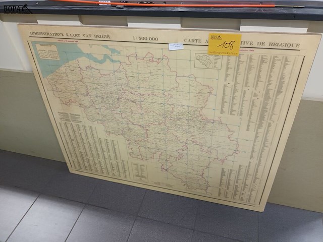 Lot 108 - paneel met kaart van belgië - afbeelding 1 van  4