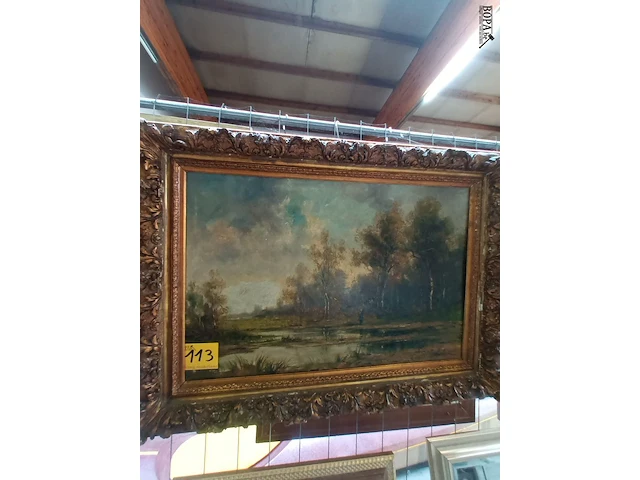 Lot 113 - schilderij boslandschap - afbeelding 1 van  9