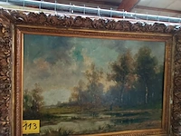 Lot 113 - schilderij boslandschap - afbeelding 1 van  9