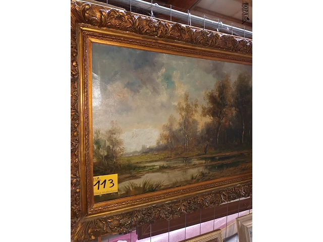 Lot 113 - schilderij boslandschap - afbeelding 2 van  9