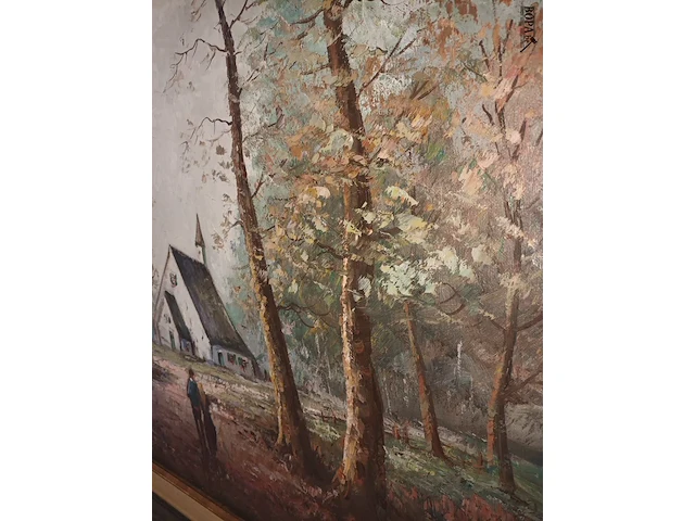Lot 118 - schilderij huis tussen bomen - afbeelding 3 van  5