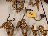 Lot 12 - amplieken en luchter in koper. 7 stuks - afbeelding 1 van  6