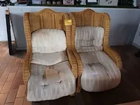 Lot 12 - rieten zetels met kussen. 2 stuks - afbeelding 1 van  5