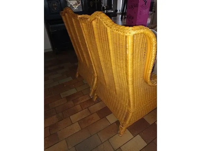 Lot 12 - rieten zetels met kussen. 2 stuks - afbeelding 5 van  5