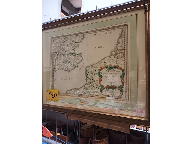 Lot 120 - kader met landkaart - afbeelding 1 van  3