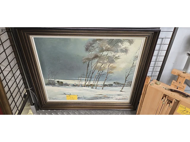 Lot 126 - groot schilderij met winterlandschap getekend 'sonia' - afbeelding 1 van  5