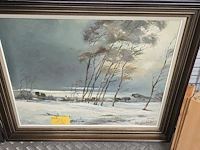 Lot 126 - groot schilderij met winterlandschap getekend 'sonia' - afbeelding 1 van  5