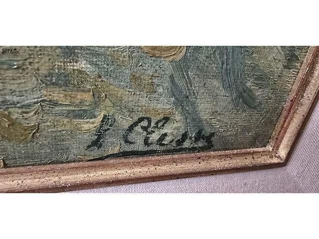 Lot 127 - schilderij van laan of bospad met bomen, get clesse en met p - afbeelding 2 van  3