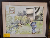 Lot 128 - leuke prent met certificaat van toelating jagen op domein va - afbeelding 1 van  5