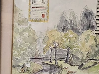Lot 128 - leuke prent met certificaat van toelating jagen op domein va - afbeelding 3 van  5