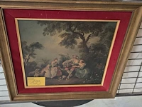 Lot 129 - schilderij in barokke stijl ngelijst met rood fluweel en pas - afbeelding 1 van  3