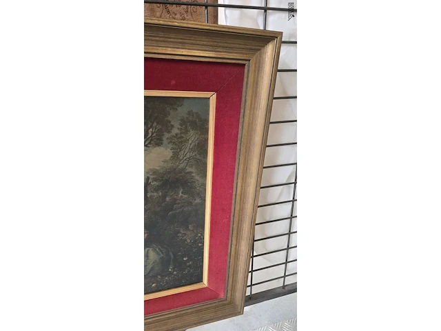 Lot 129 - schilderij in barokke stijl ngelijst met rood fluweel en pas - afbeelding 3 van  3