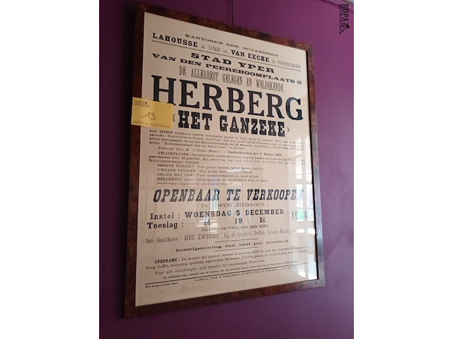 Lot 13 - kader met pamflet - afbeelding 1 van  3