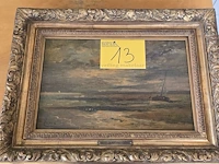 Lot 13 - schilderijtje in vergulde kader get louis artan - afbeelding 1 van  4
