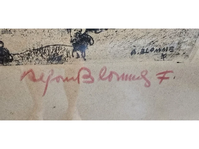 Lot 132 - reproductie van schilderij getekend a.blomme - afbeelding 4 van  4