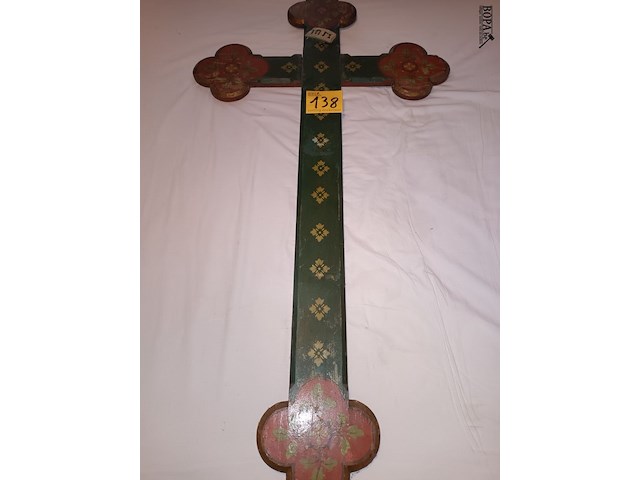 Lot 138 - beschilderd houten kruis - afbeelding 1 van  5
