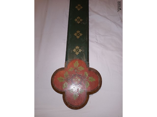 Lot 138 - beschilderd houten kruis - afbeelding 2 van  5