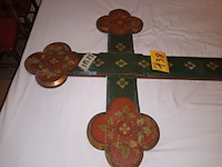 Lot 138 - beschilderd houten kruis - afbeelding 3 van  5