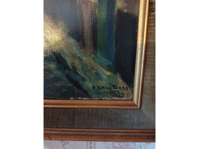 Lot 14 - schilderij straatzicht - afbeelding 2 van  3