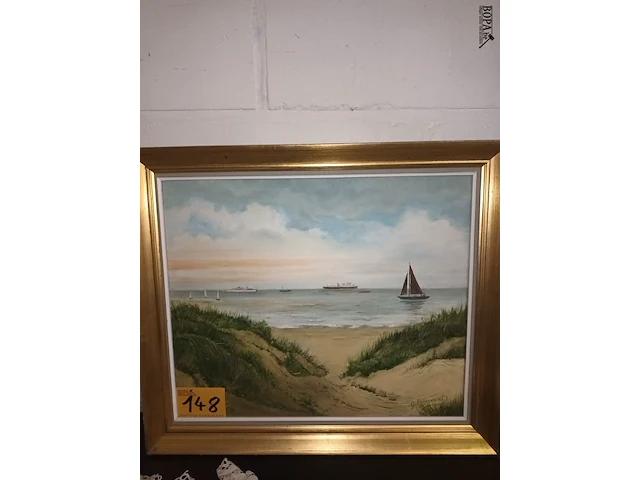 Lot 148 - schilderij duinen en zee - afbeelding 1 van  4