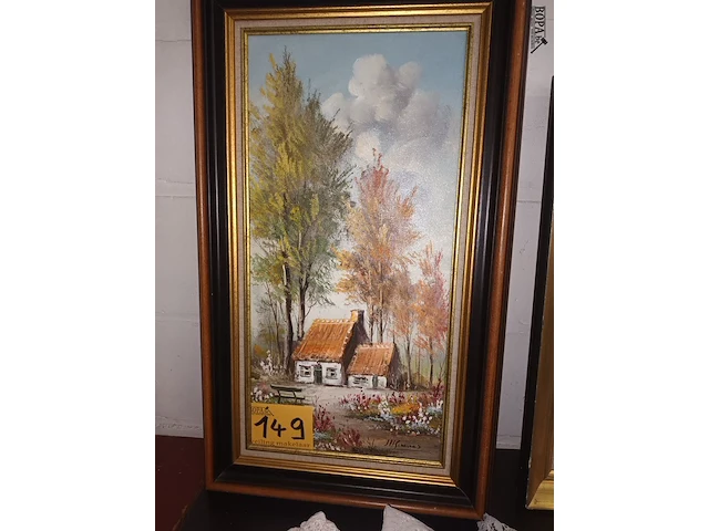 Lot 149 - schilderij huis met bomen - afbeelding 1 van  5