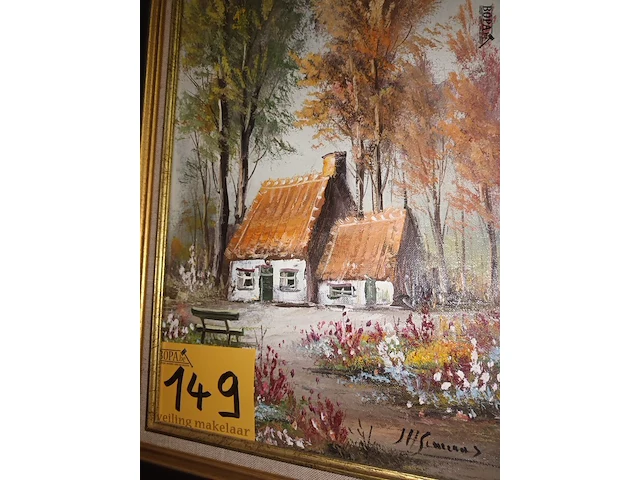 Lot 149 - schilderij huis met bomen - afbeelding 4 van  5