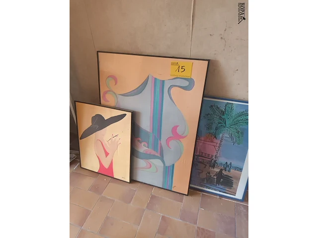 Lot 15 - schilderijen. 3 stuks - afbeelding 1 van  4