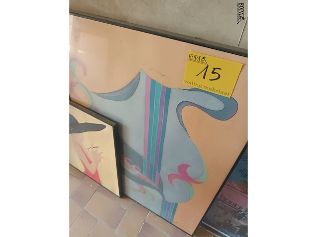 Lot 15 - schilderijen. 3 stuks - afbeelding 4 van  4