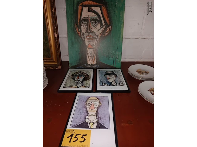 Lot 155 - kaders met clowns. 4 stuks - afbeelding 1 van  6