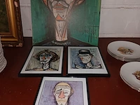 Lot 155 - kaders met clowns. 4 stuks - afbeelding 1 van  6