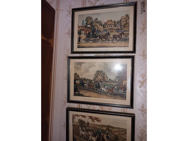 Lot 16 - kaders met koetsen. 5 stuks - afbeelding 2 van  4