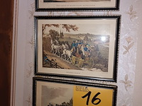 Lot 16 - kaders met koetsen. 5 stuks - afbeelding 3 van  4