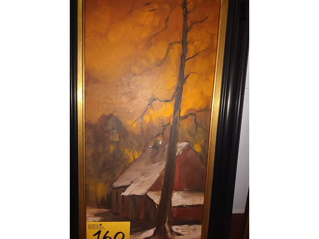 Lot 160 - schilderij sneeuwlandschap - afbeelding 3 van  3