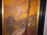 Lot 160 - schilderij sneeuwlandschap - afbeelding 3 van  3