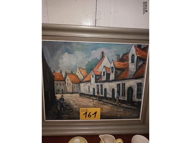 Lot 161 - schilderij brugse straat - afbeelding 1 van  4