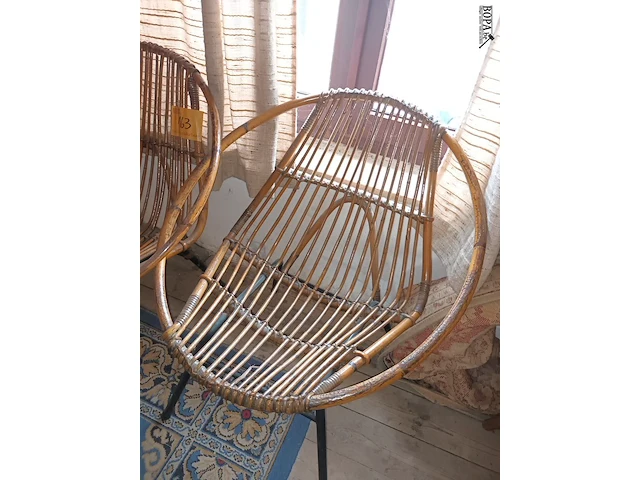 Lot 163 - rotan zetel. 2 stuks - afbeelding 3 van  5