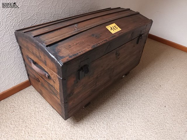 Lot 165 - antieke houten koffer - afbeelding 3 van  5