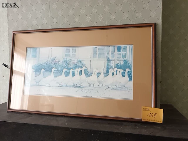 Lot 168 - kader met ganzen - afbeelding 1 van  3