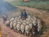 Lot 175 - schilderij landschap met schapen - afbeelding 3 van  4