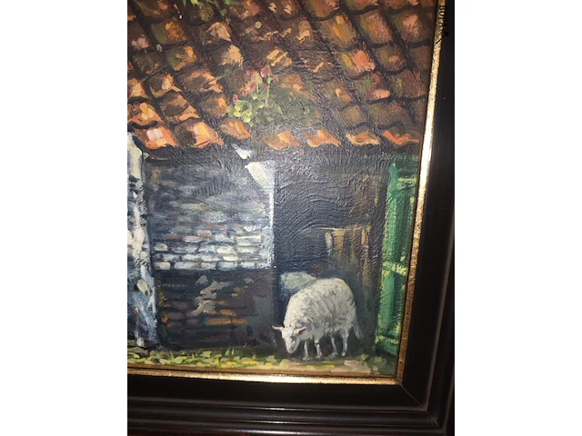 Lot 181 - schilderij schapenstal - afbeelding 2 van  3
