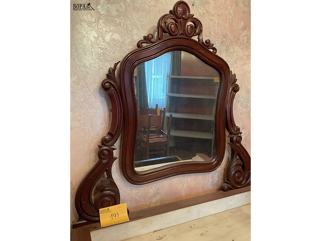 Lot 193 - commode mahoniehout met spiegel en 4 lades - afbeelding 2 van  6