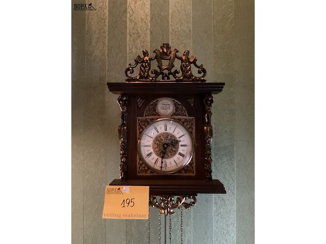 Lot 195 - hangklok met slinger en regulator, 29 x 16 x h43 - afbeelding 2 van  6